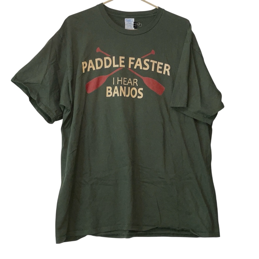 Green Graphic Tee with Paddle Faster Print 2XL